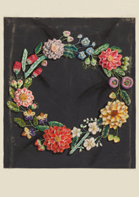 Crewel work floral wreath c. 1936 by Robert Stewart