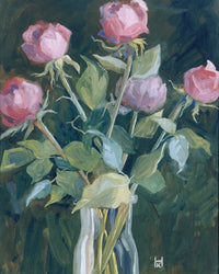 Pink roses in a vase.