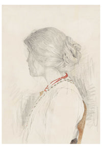 Pencil sketch of woman in profile