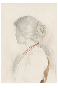 Pencil sketch of woman in profile