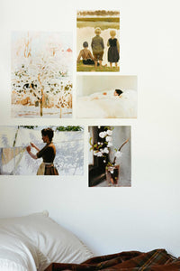 Apple Blossom Art Print Set with vintage art on wall