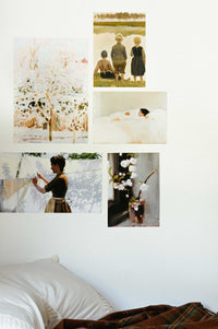 Apple Blossom Art Print Set with vintage art on wall