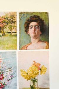 Paris-themed art prints, including a portrait.