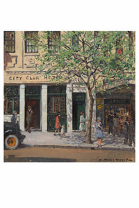 Art print of Paris End cityscape with City Club Hotel.