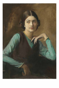 Portrait of a woman with teal shirt and dark vest.