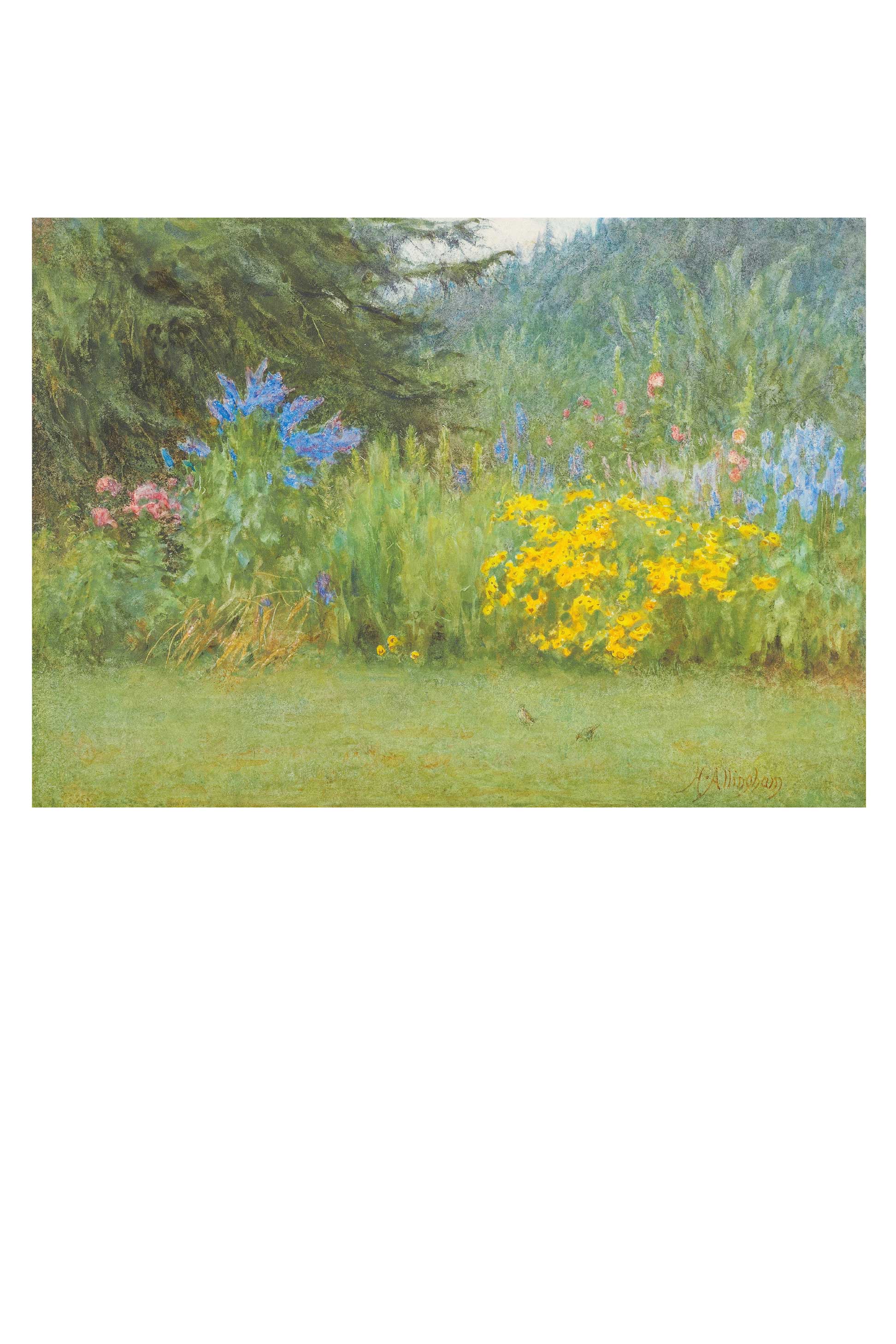 Art print of a vibrant Surrey garden in bloom
