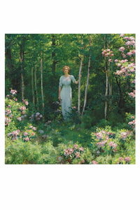 Woman at the edge of woods art print