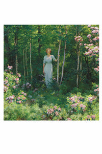 Woman at the edge of woods art print