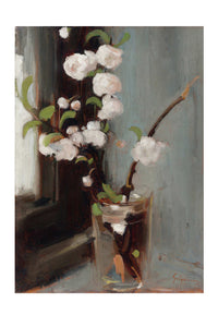 Art print of apple blossoms in a glass vase