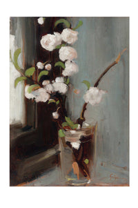 Art print of apple blossoms in a glass vase