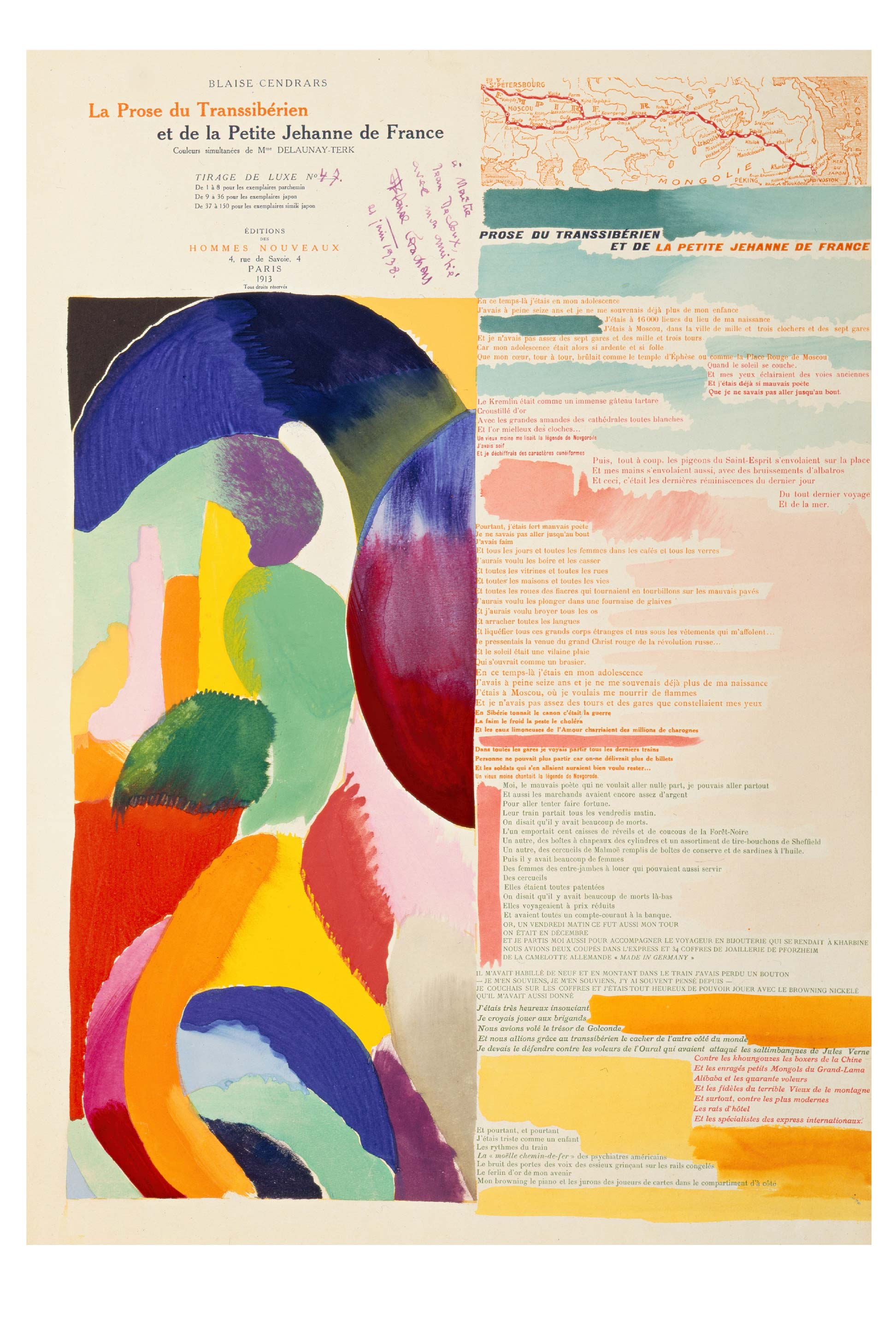 Sonia Delaunay art print with colorful abstract shapes and text
