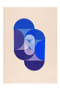 Art print of geometric shapes in key blue