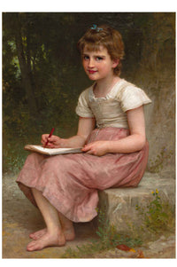 Young girl writing in notebook, A Calling