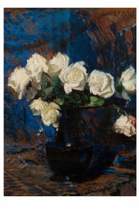 Art print of white roses in a vase