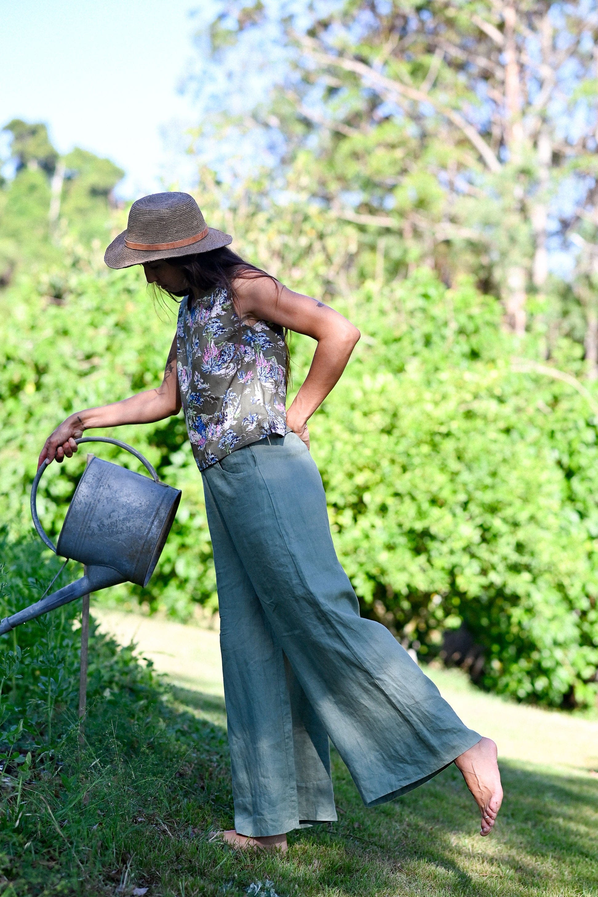 Ollie Linen Wide Leg Pant Mineral Green (Summer)