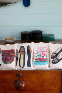 Closet scented sachets with embroidered shoe designs