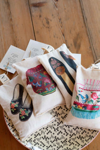 Scented sachets with shoe designs