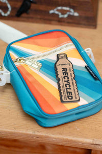 Recycled bottle crossbody bag with rainbow design