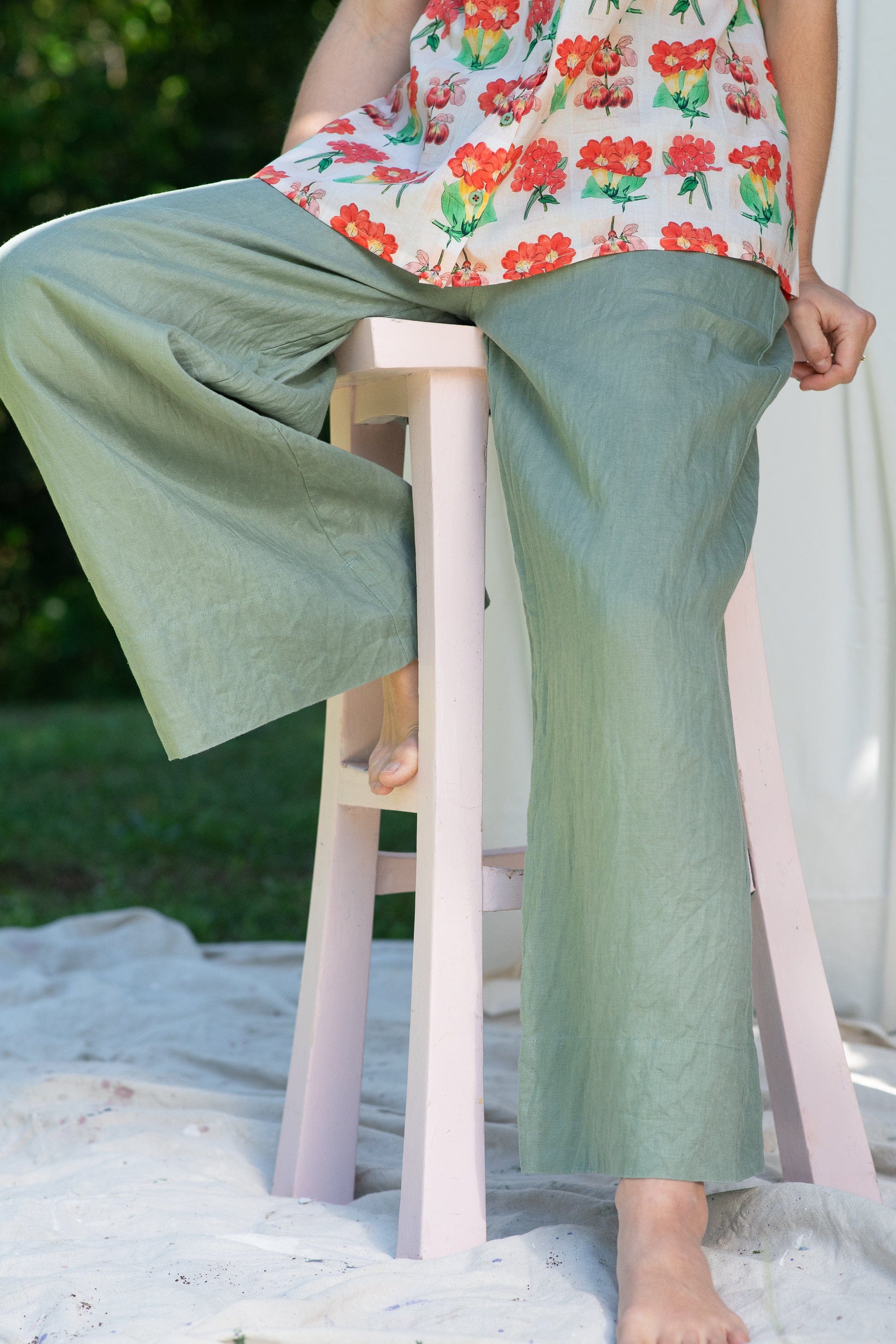 Ollie Linen Wide Leg Pant Mineral Green (Summer)