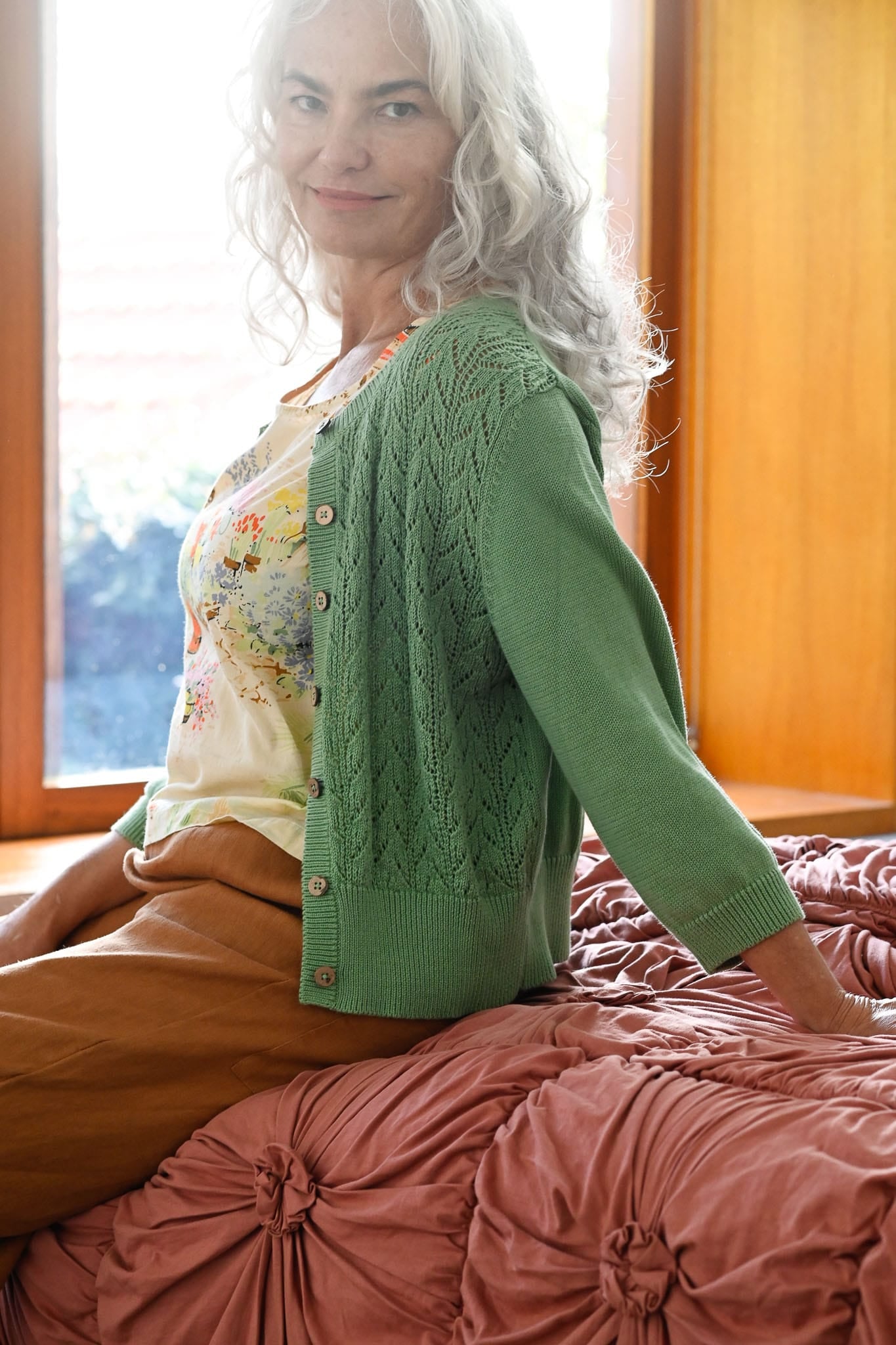 Ava Cotton Cardigan Mineral Green