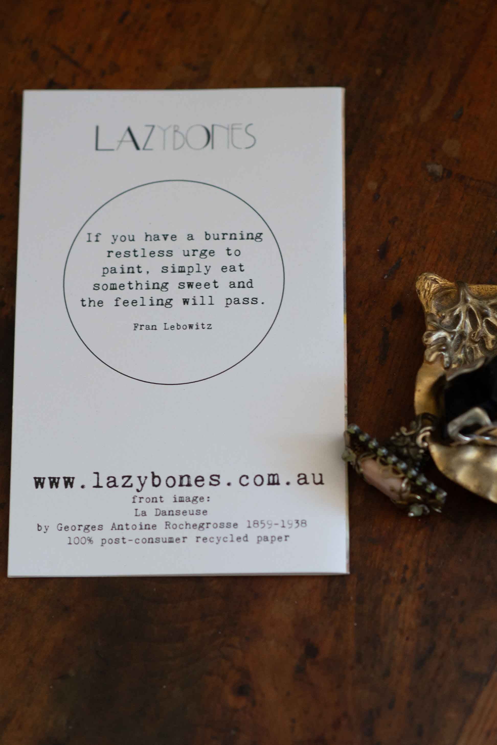 Lazybones card with quote, DSC9909
