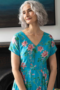 EllaBluesette in blue floral dress