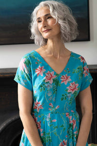 EllaBluesette in blue floral dress
