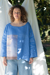 Woman in blue top with cloud patch, FaraClouds_DSC7296