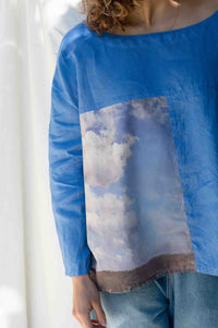 Blue blouse with cloud print, FaraClouds_DSC7373