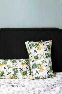 Hummingbird pillowcase set on bed