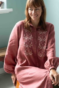 IvyRosewood dress with embroidery