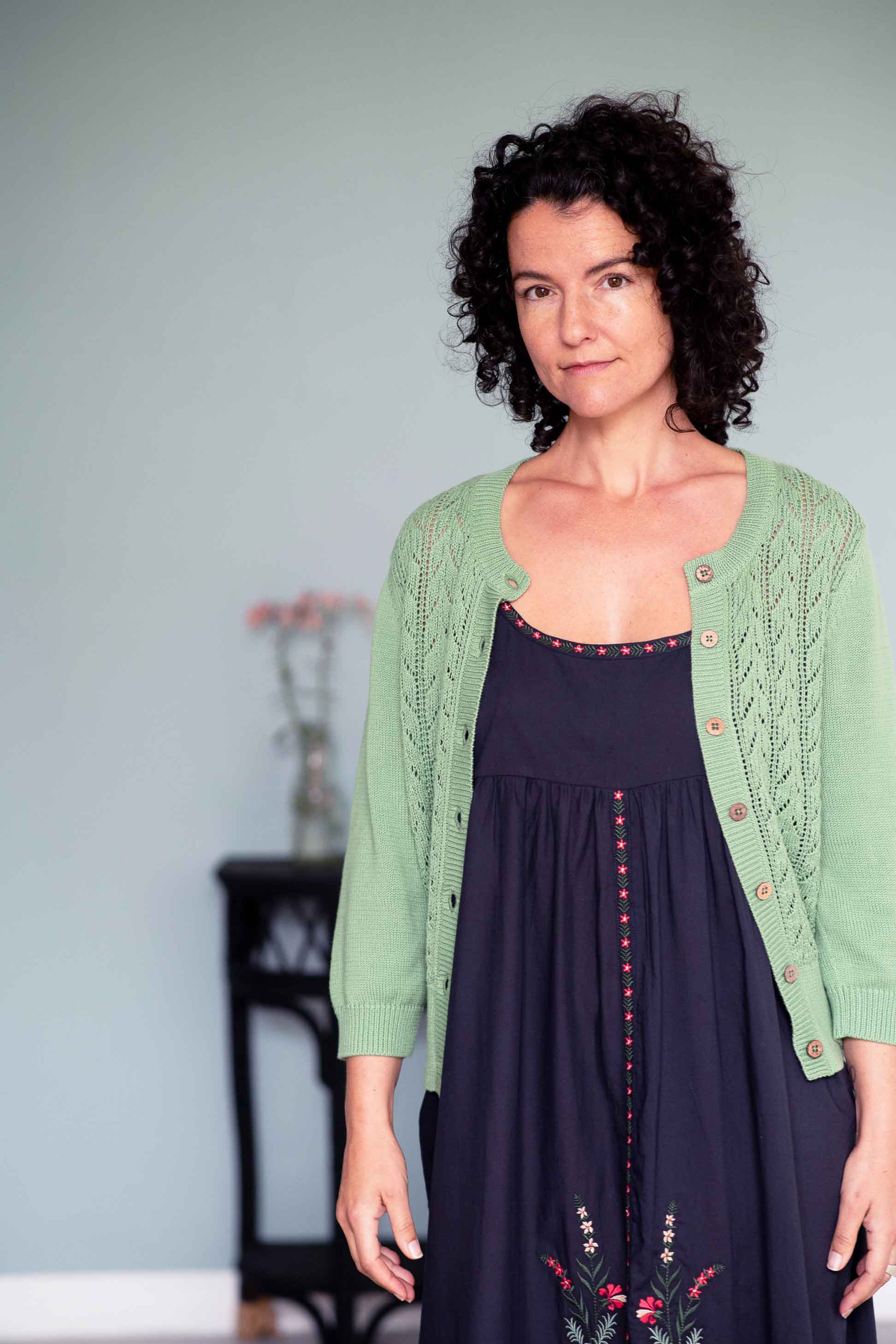 Ava Cotton Cardigan Mineral Green