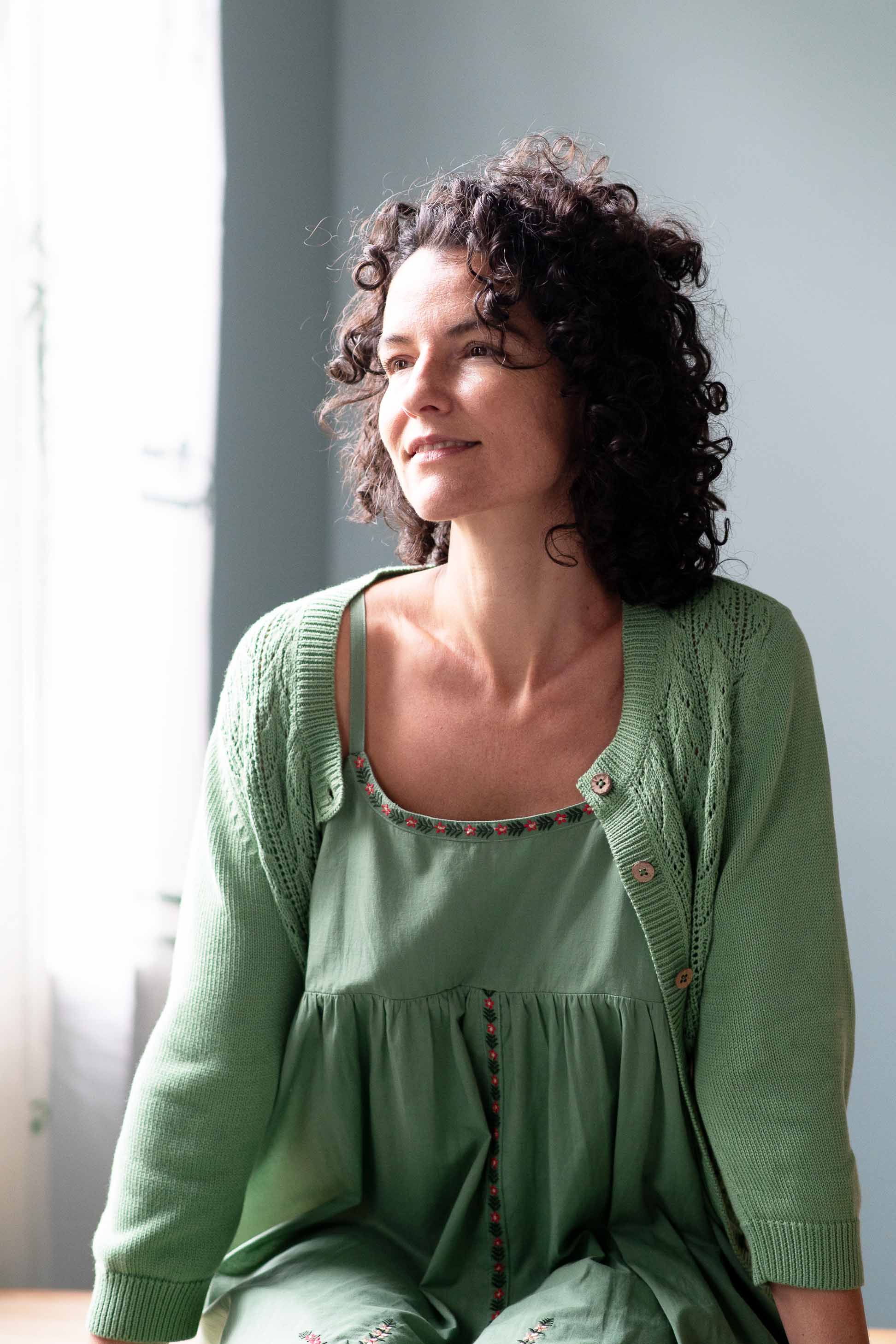 Ava Cotton Cardigan Mineral Green