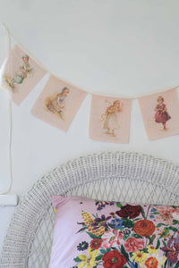 Floral garland & pillowcase set with flowers and girls.