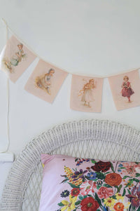 Floral garland & pillowcase set with flowers and girls.