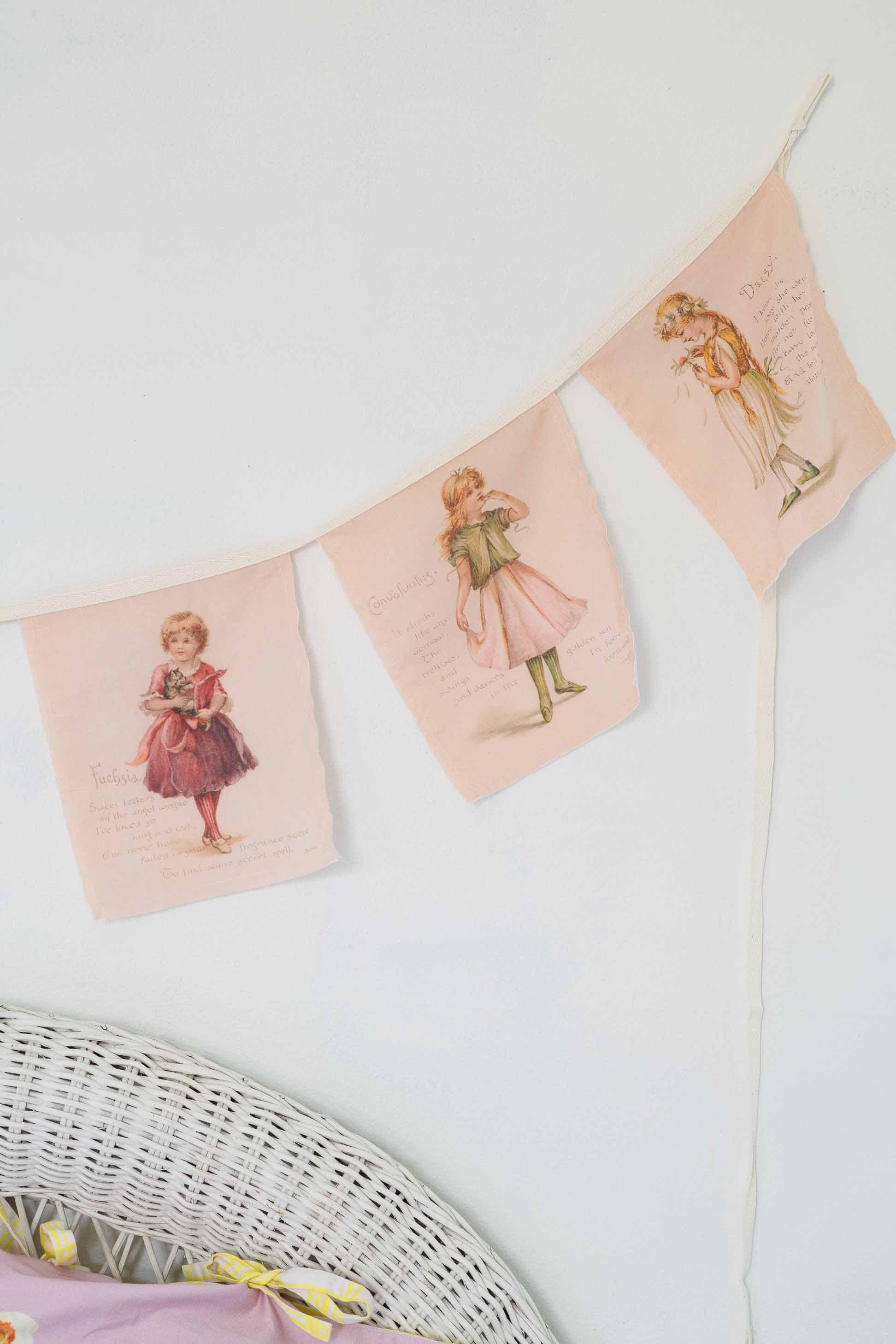 Language of Flowers Garland Pillowcase Set with illustrations of girls