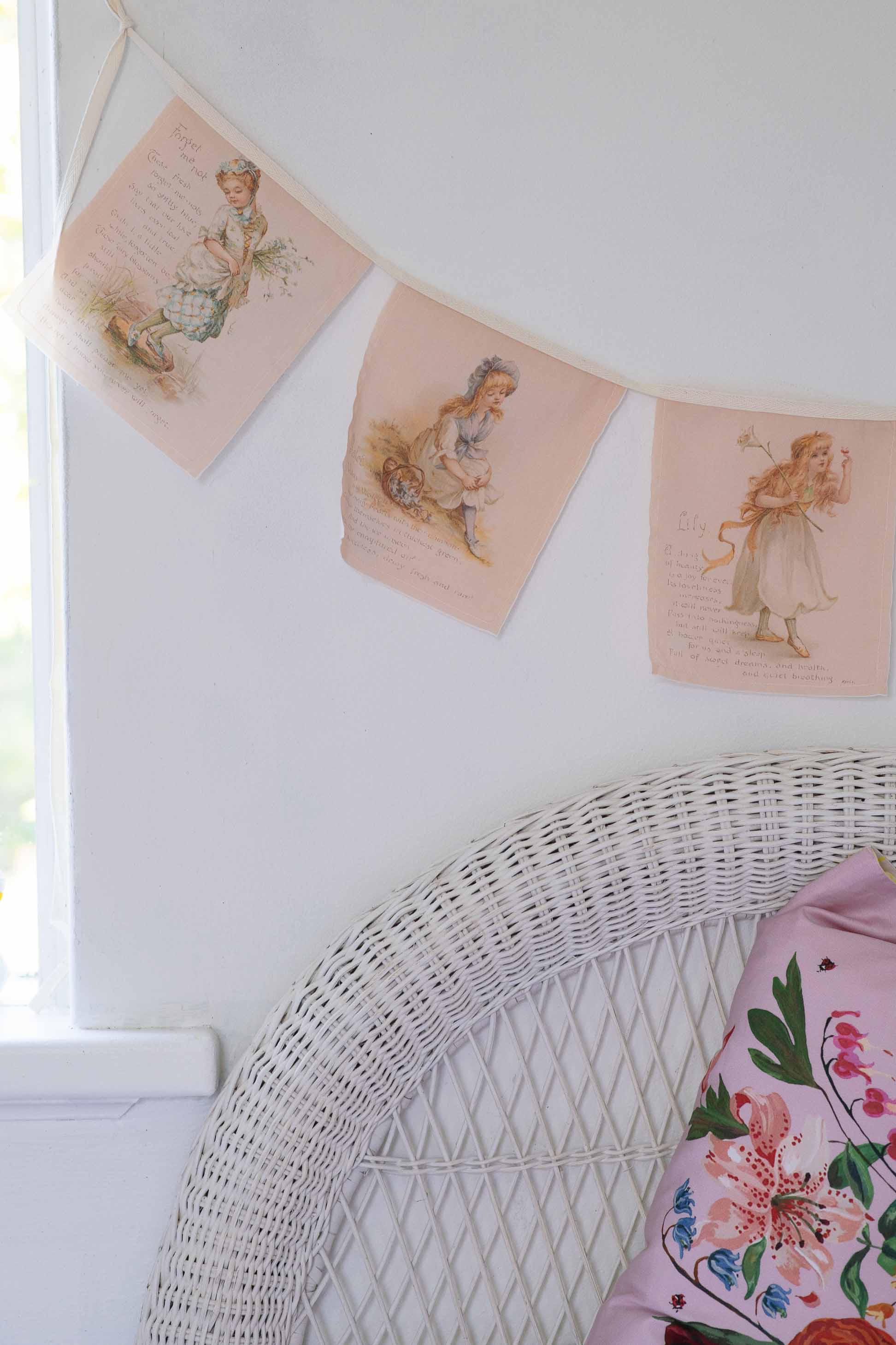 Language of Flowers garland with floral pillowcase