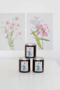 Lemon Myrtle Candle Stack with Floral Background