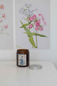 Lemon Myrtle Candle with Floral Art
