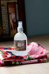 Lemongrass linen spray with floral fabric