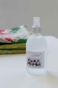 Linen spray bottle with folded fabric