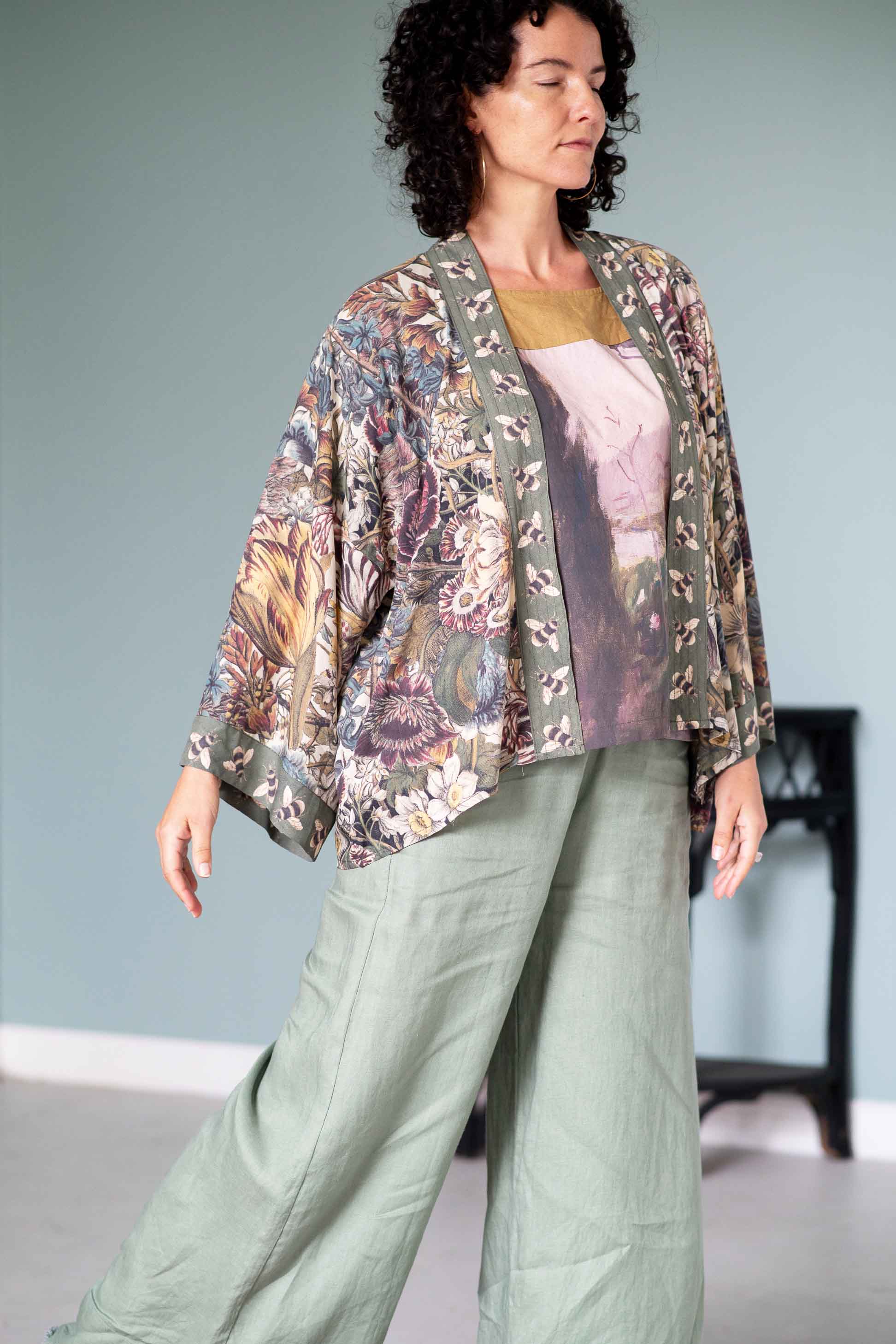 Kimono & green pants from Love Grows Wild garden collection