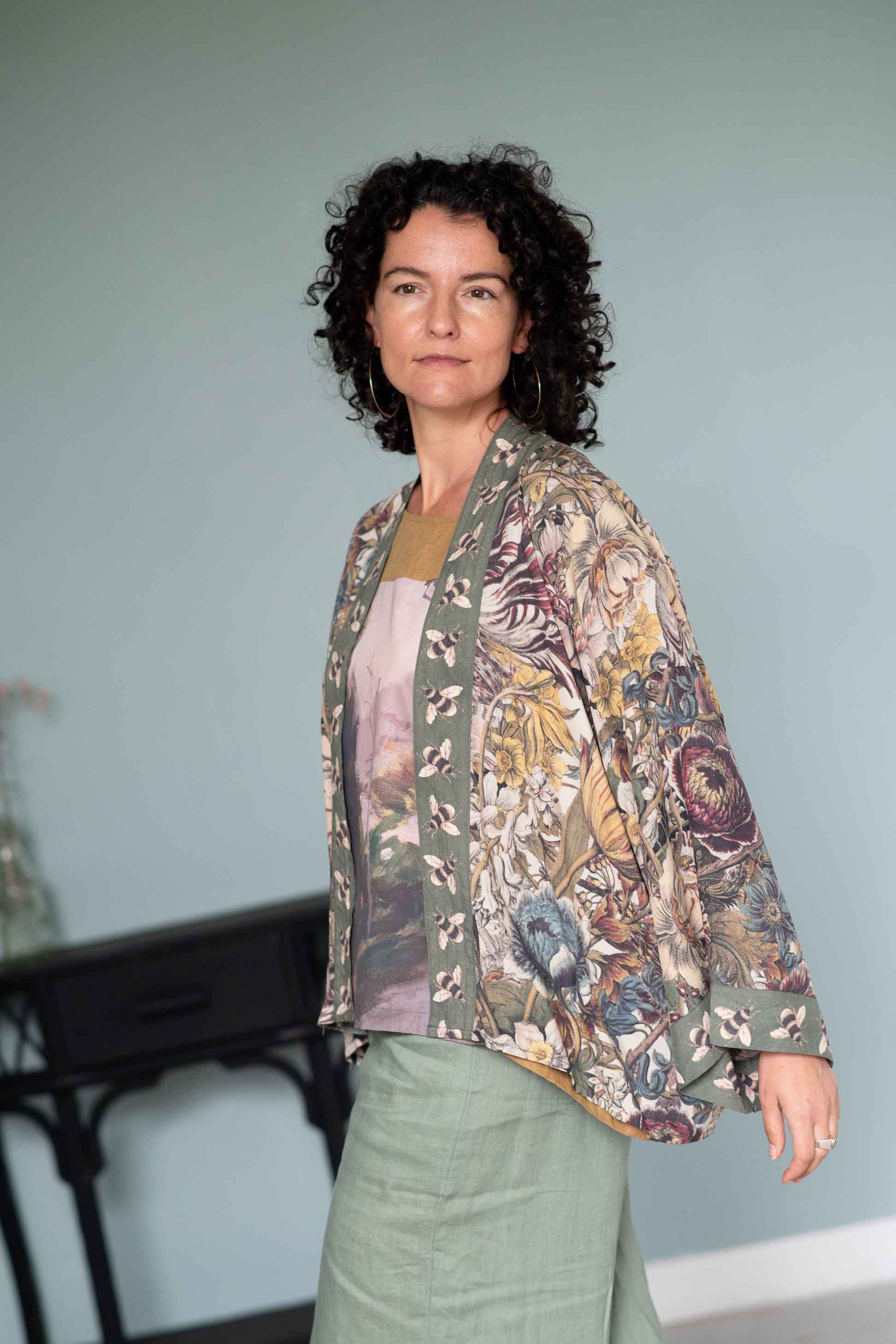 Kimono Peggy Garden Ollie Green floral jacket