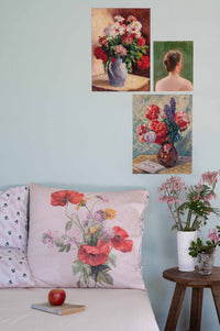 Marietta floral art prints and pillow on wall