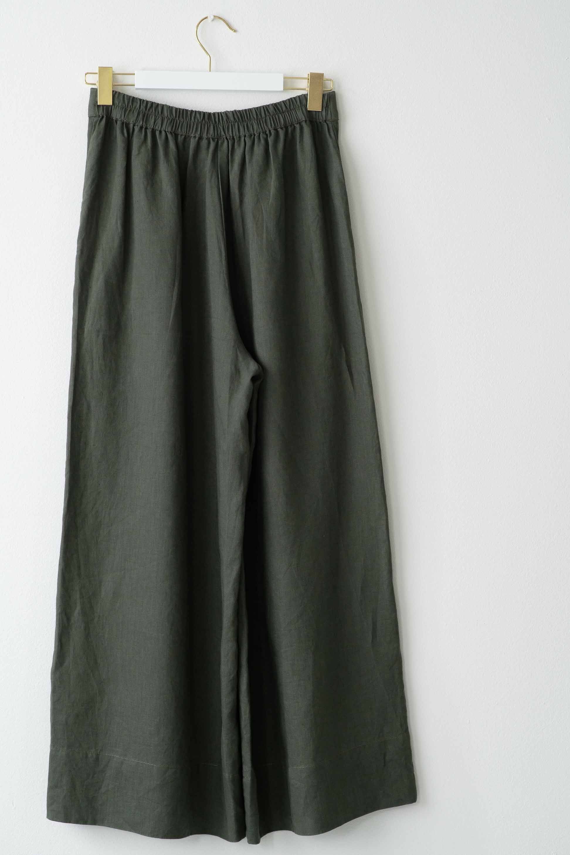 OllieThyme wide-leg pants in olive green