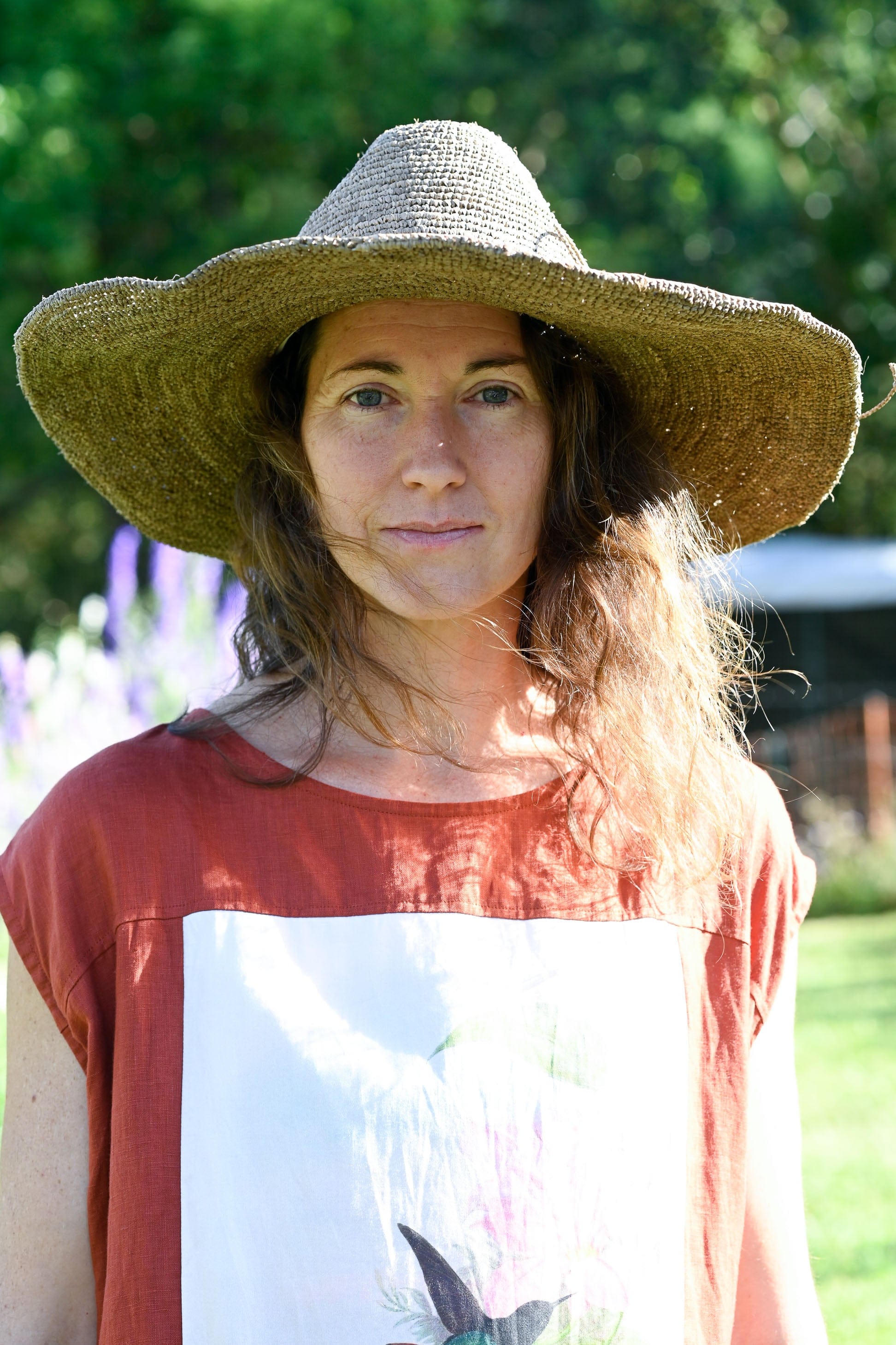 Aziz Handwoven Adjustable Wide Brim Hat in Tea