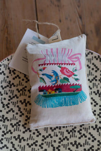 Purse scented sachet with floral embroidery