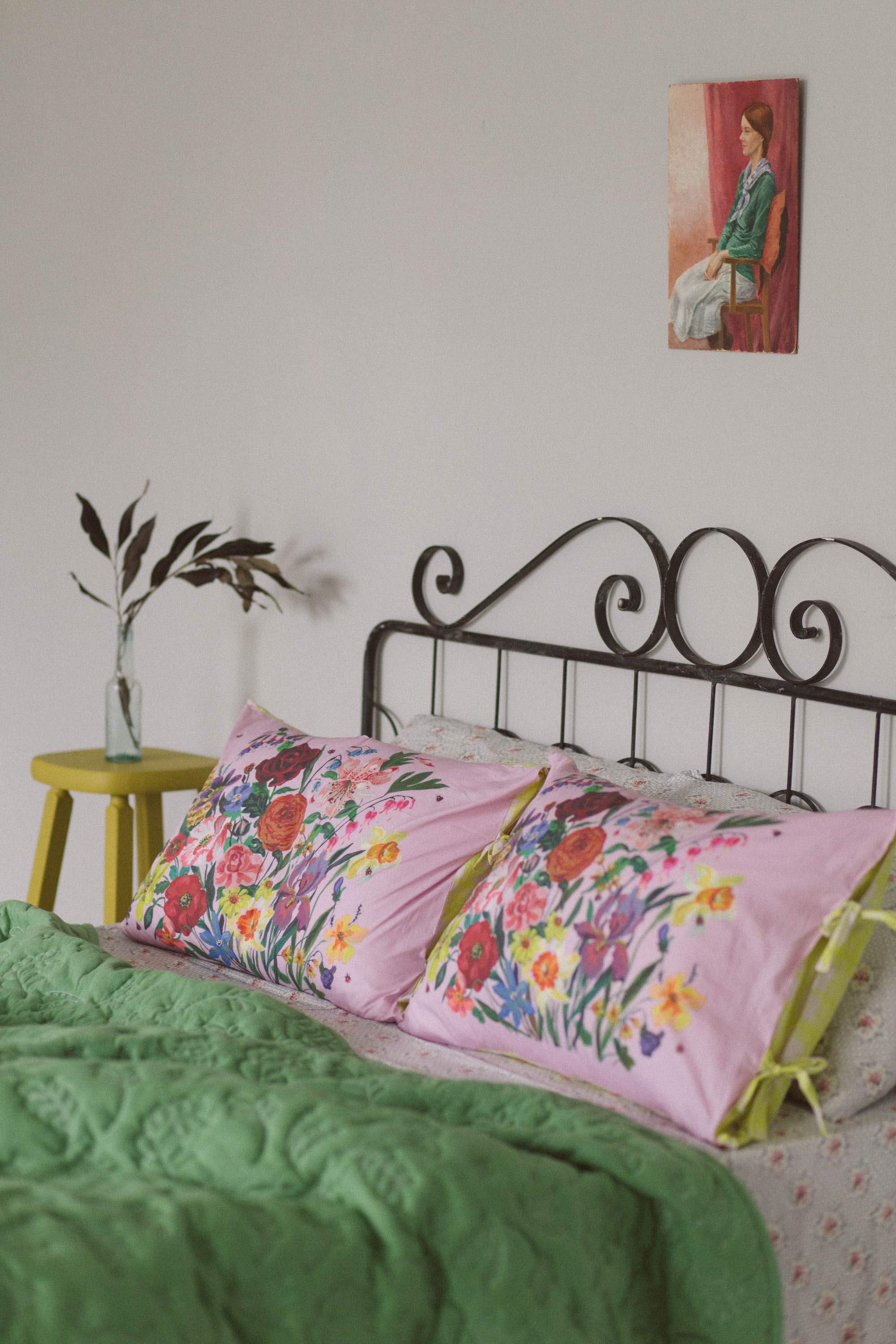 Rainbow Floral Pink pillowcase set *organic cotton