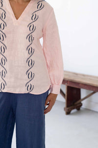Simona Top Ollie Indigo shirt detail