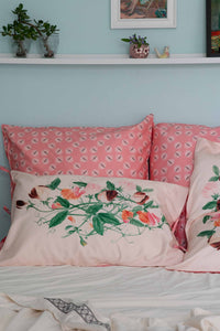 Sweetpea Pillowcase Set with Floral Embroidery